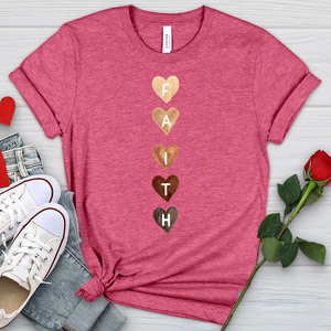 Faith Watercolor Hearts Heathered Tee