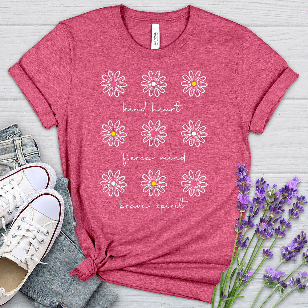 Kind Heart White Daisies Heathered Tee