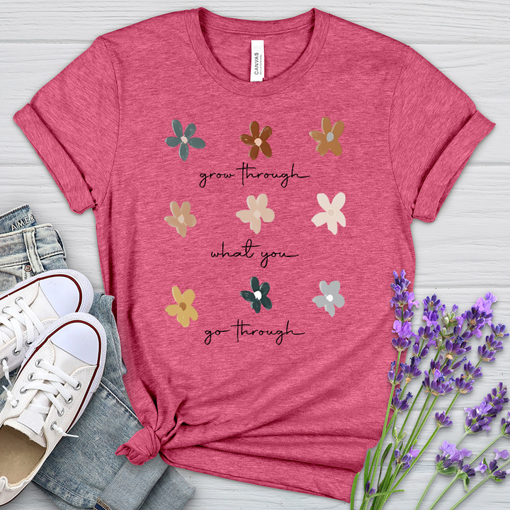 Grow Through Flower Pattern Heathered Tee