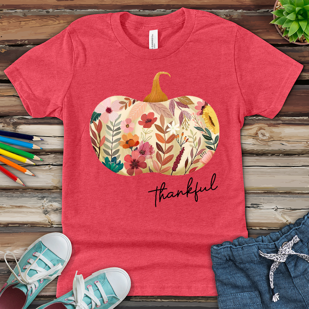 Thankful Garden Pumpkin Youth Heathered Tee