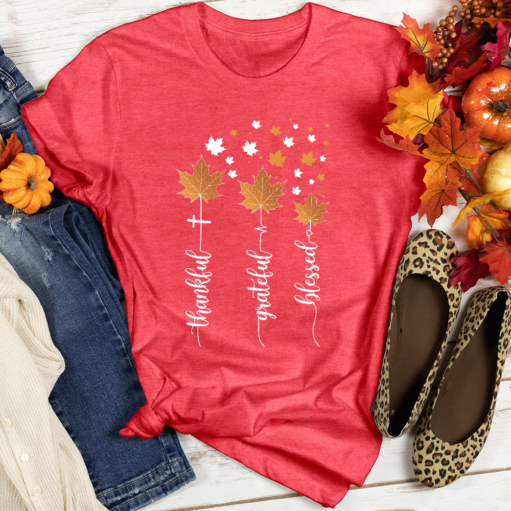 TGB Floating Leaves Heathered Tee