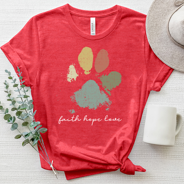 Faded Rainbow Paw Print Heathered Tee