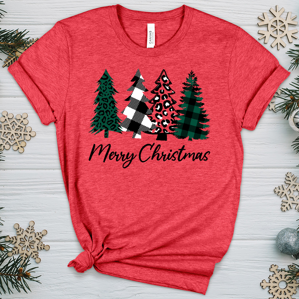 Merry Christmas Pine Tree Heathered Tee