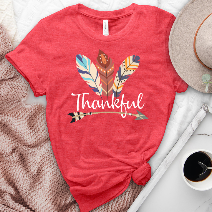 Thankful Colorful Feather Heathered Tee