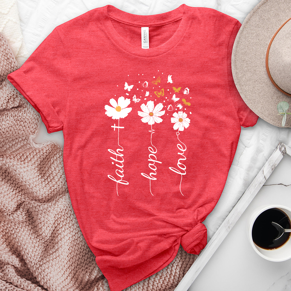 Faith, Hope, Love, Floral Heathered Tee