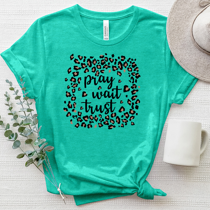 Pray Wait Trust Leopard Box Heathered Tee