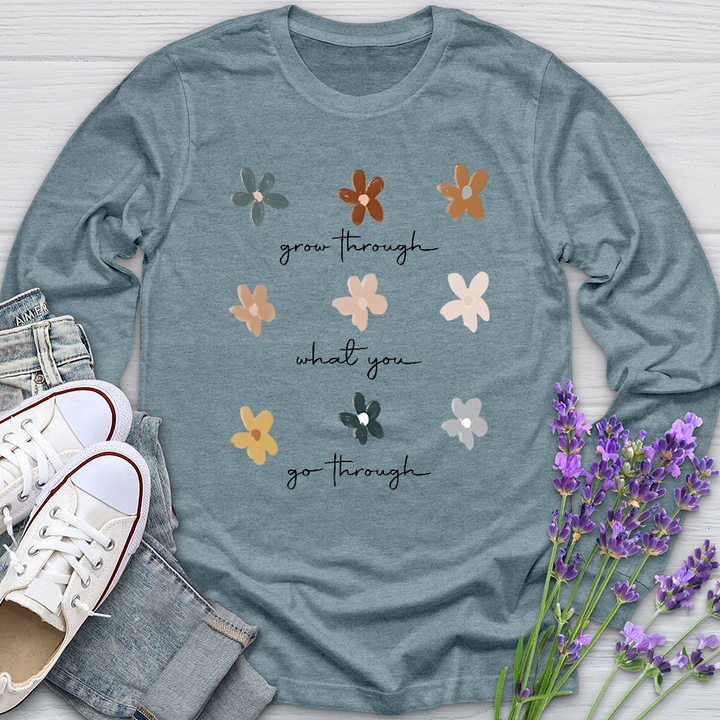 Grow Through Flower Pattern Long Sleeve Tee