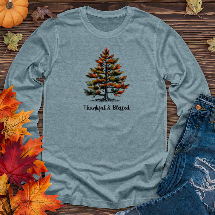 Retro Plaid Pine Tree Long Sleeve Tee