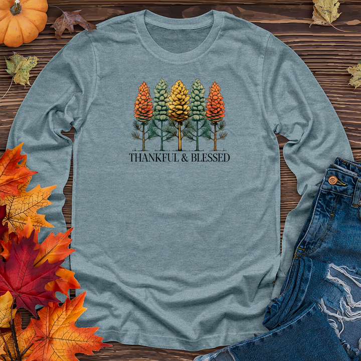 Vintage Nature Trio Pine Trees Long Sleeve Tee