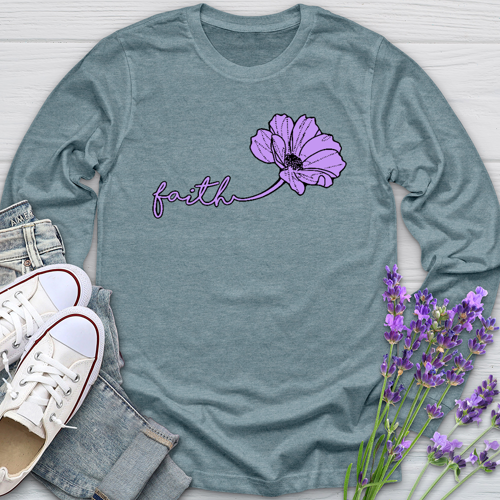 Faith Purple Flower Long Sleeve Tee