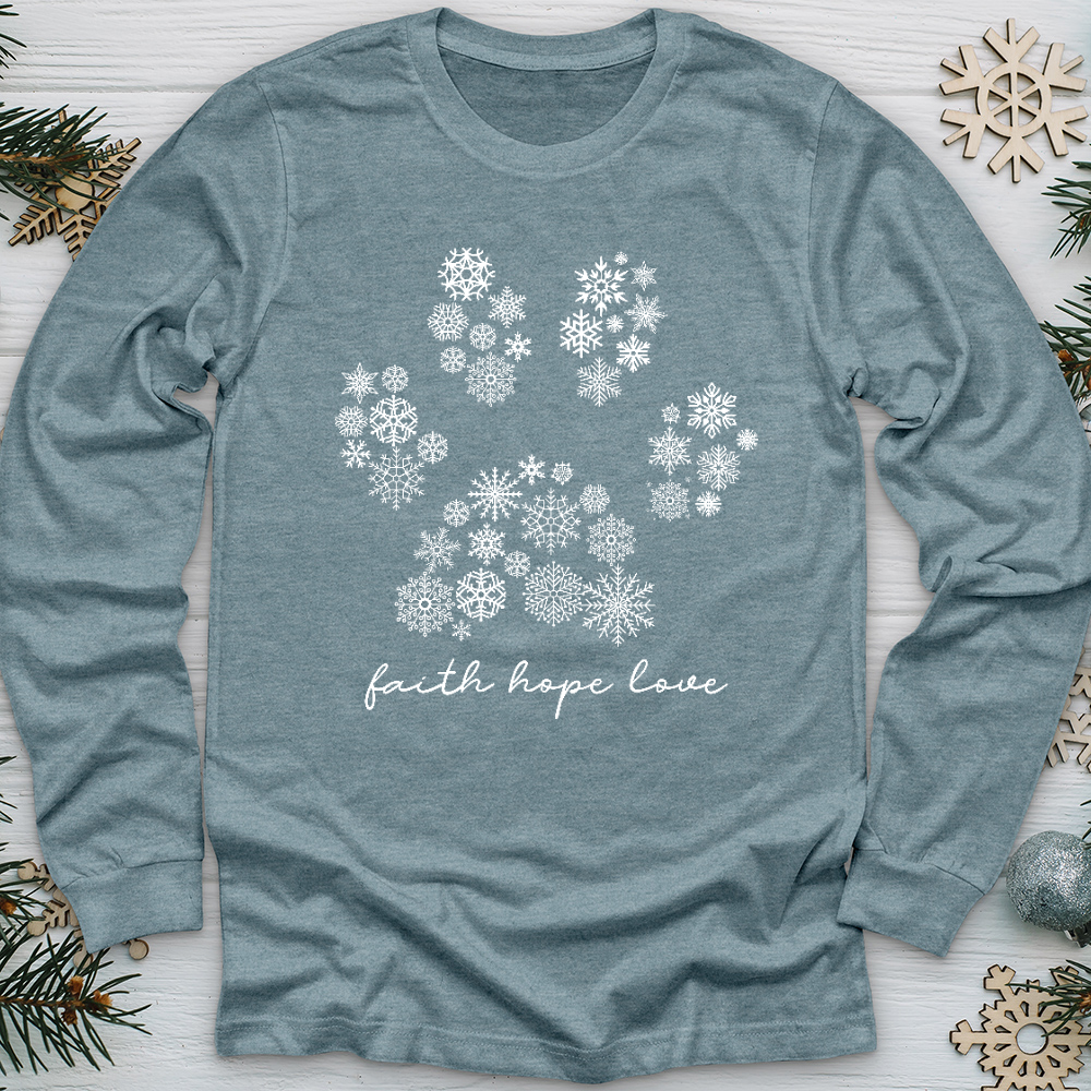 Snowflake Paw Print Long Sleeve Tee