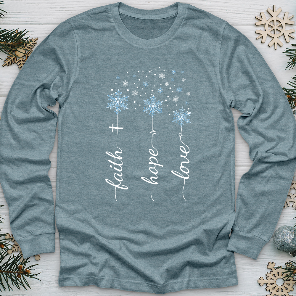 Faith Hope Love Snowflakes Long Sleeve Tee