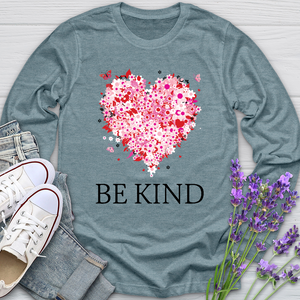 Be Kind Floral Heart Long Sleeve Tee