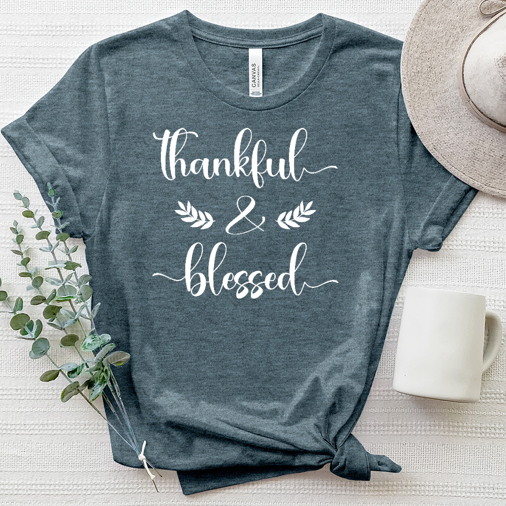 Thankful and Blessed Heathered Tee