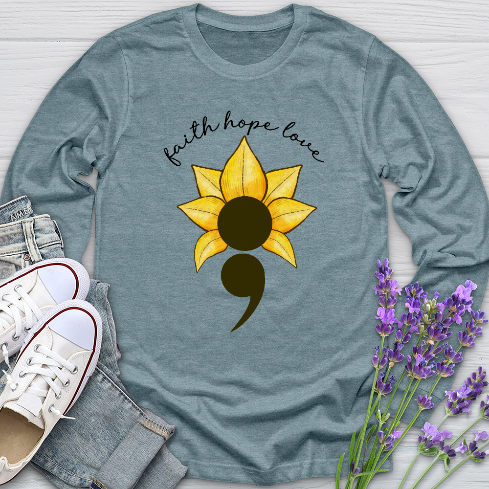 Faith Hope Love Semicolon Long Sleeve Tee