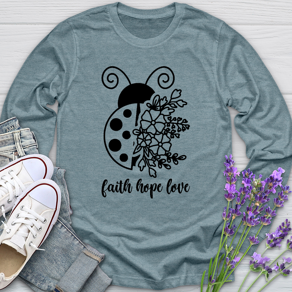 Faith Hope Love Ladybug Long Sleeve Tee