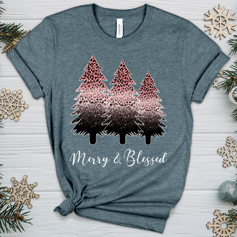 Pink Sparkling Merry & Blessed Heathered Tee