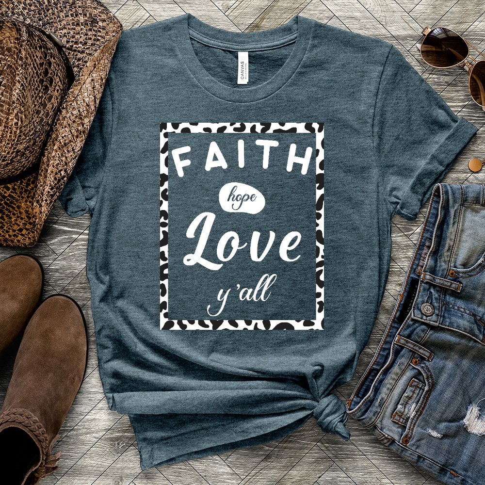 Faith Hope Love Y'all Heathered Tee