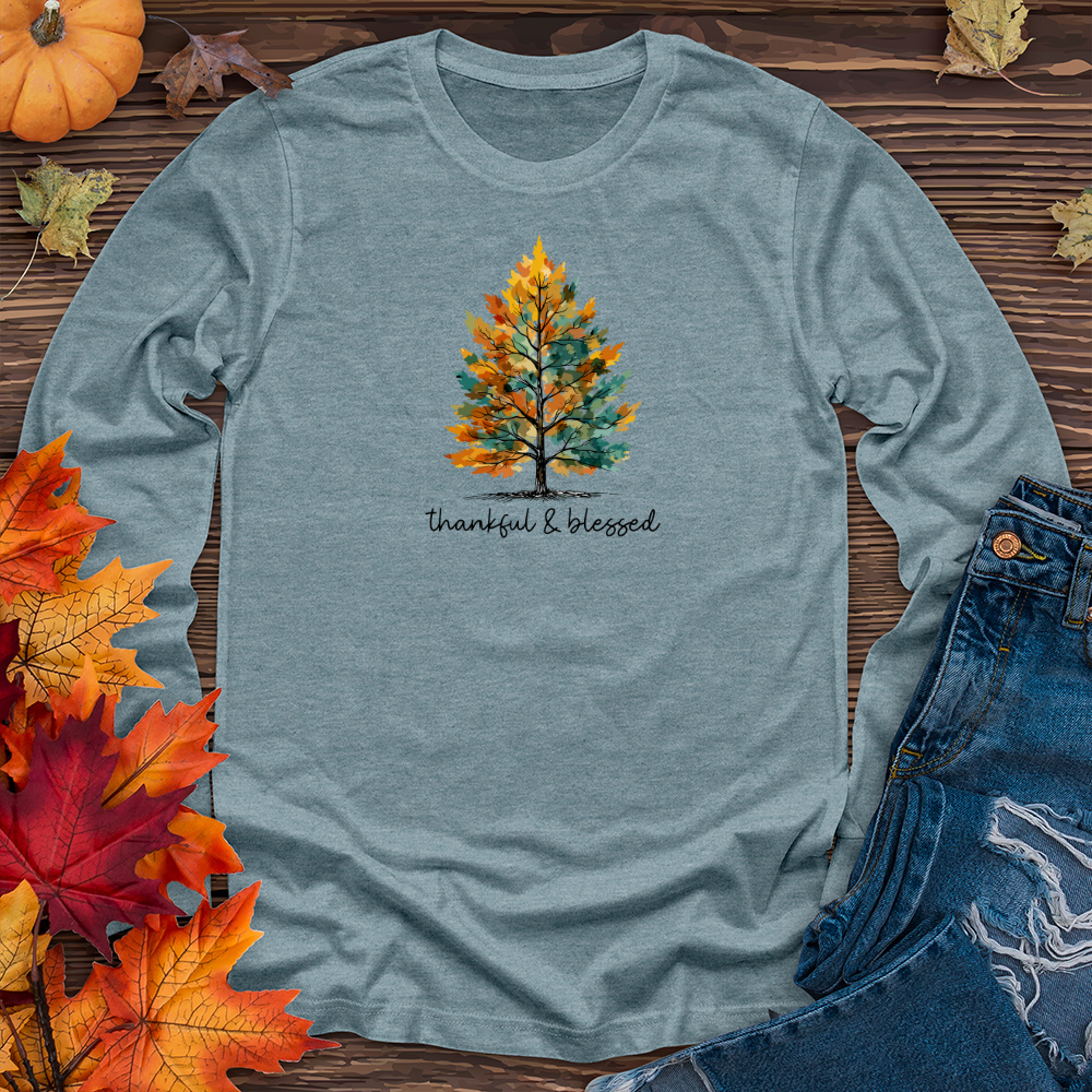 Retro Watercolor Pine Tree Long Sleeve Tee