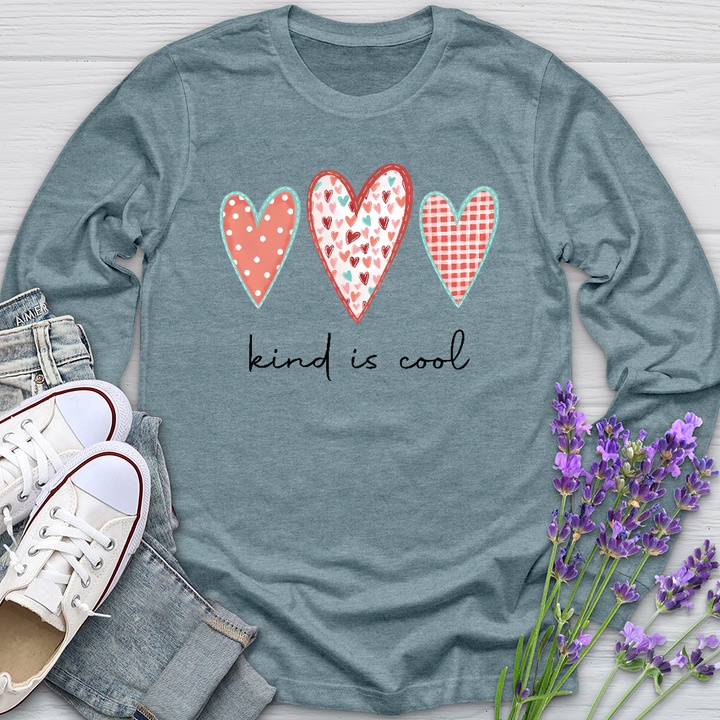 Kind Is Cool Pink Hearts Long Sleeve Tee