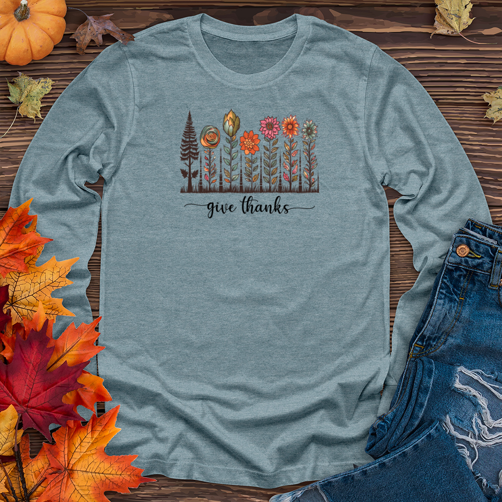 Retro Woodland Hike Flower Trio Long Sleeve Tee