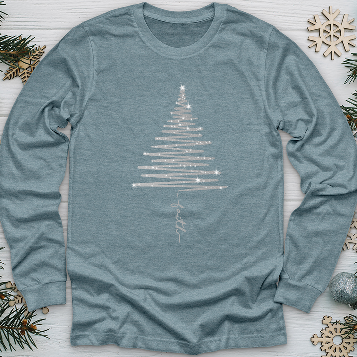 Gleaming Silver Faith Tree Long Sleeve Tee