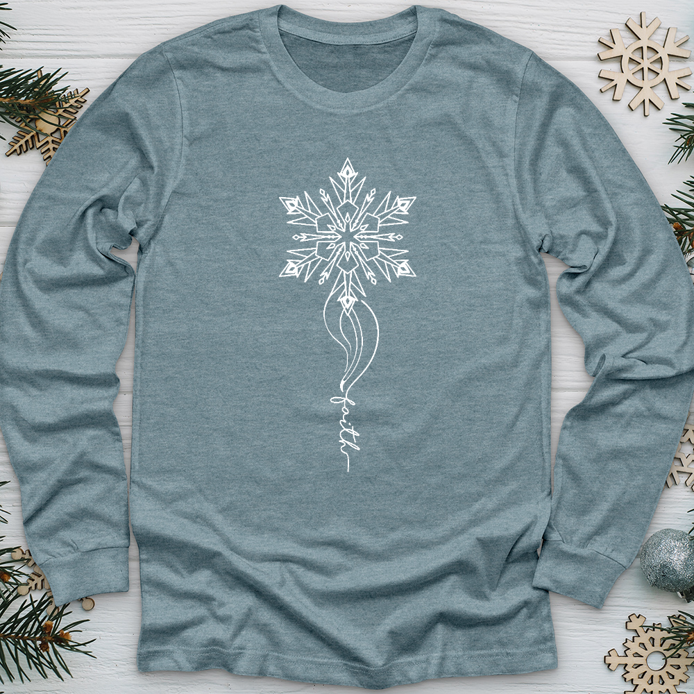 Wispy Snowflake Faith Long Sleeve Tee