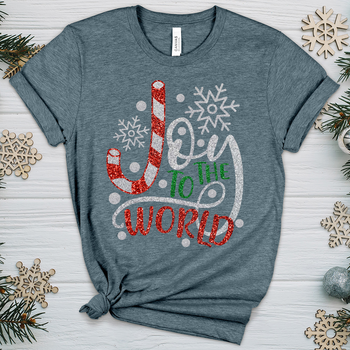 Joy To The World Candy Cane Heathered Tee