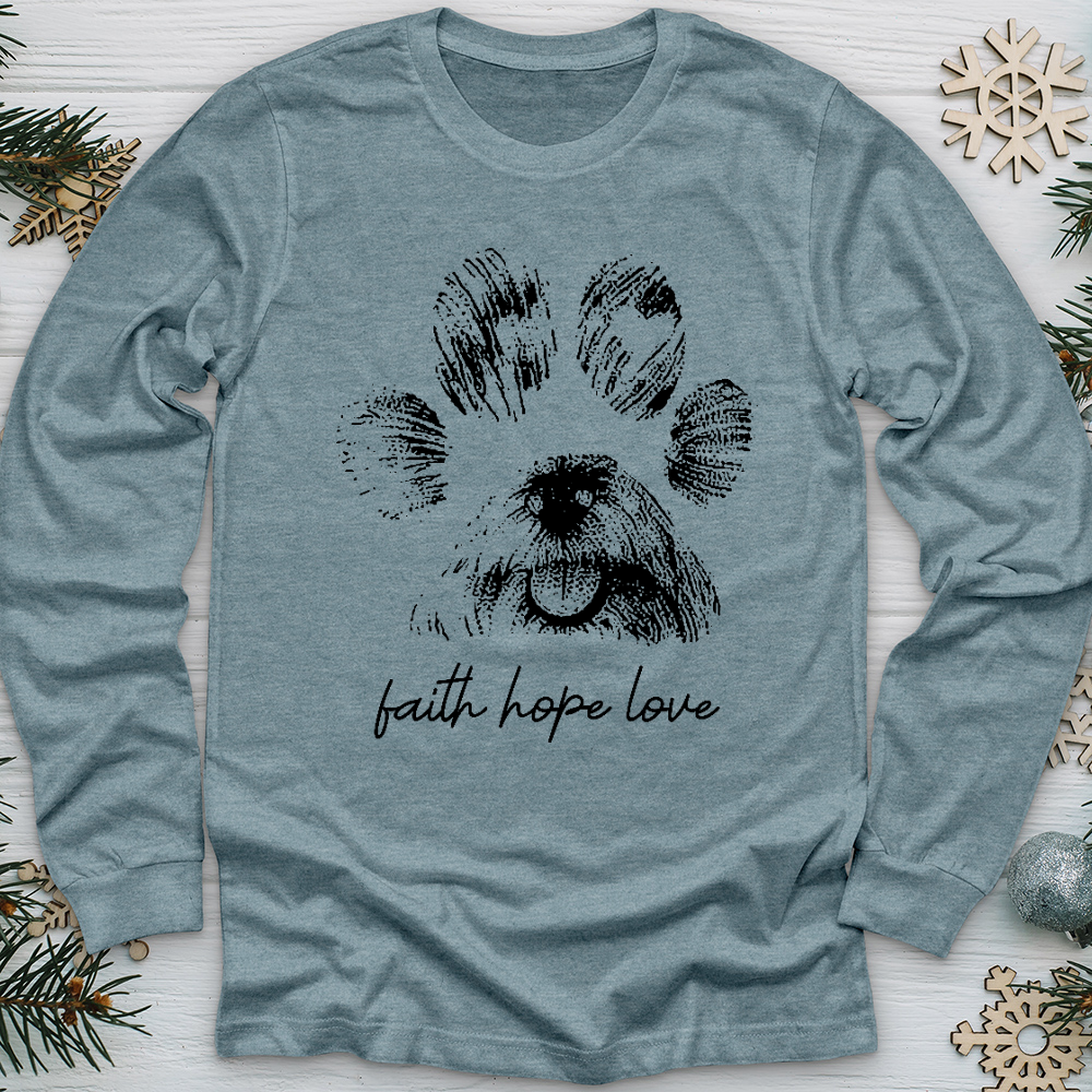 Faith Paw Print Face Long Sleeve Tee