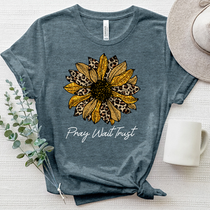 Pray Wait Trust Leopard Flower Heathered Tee