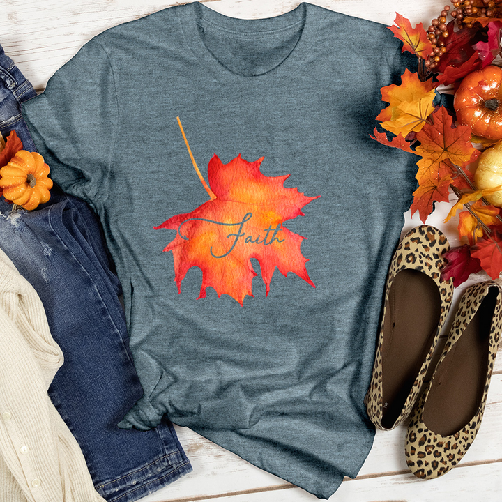 Faith Leaf Imprint Heathered Tee