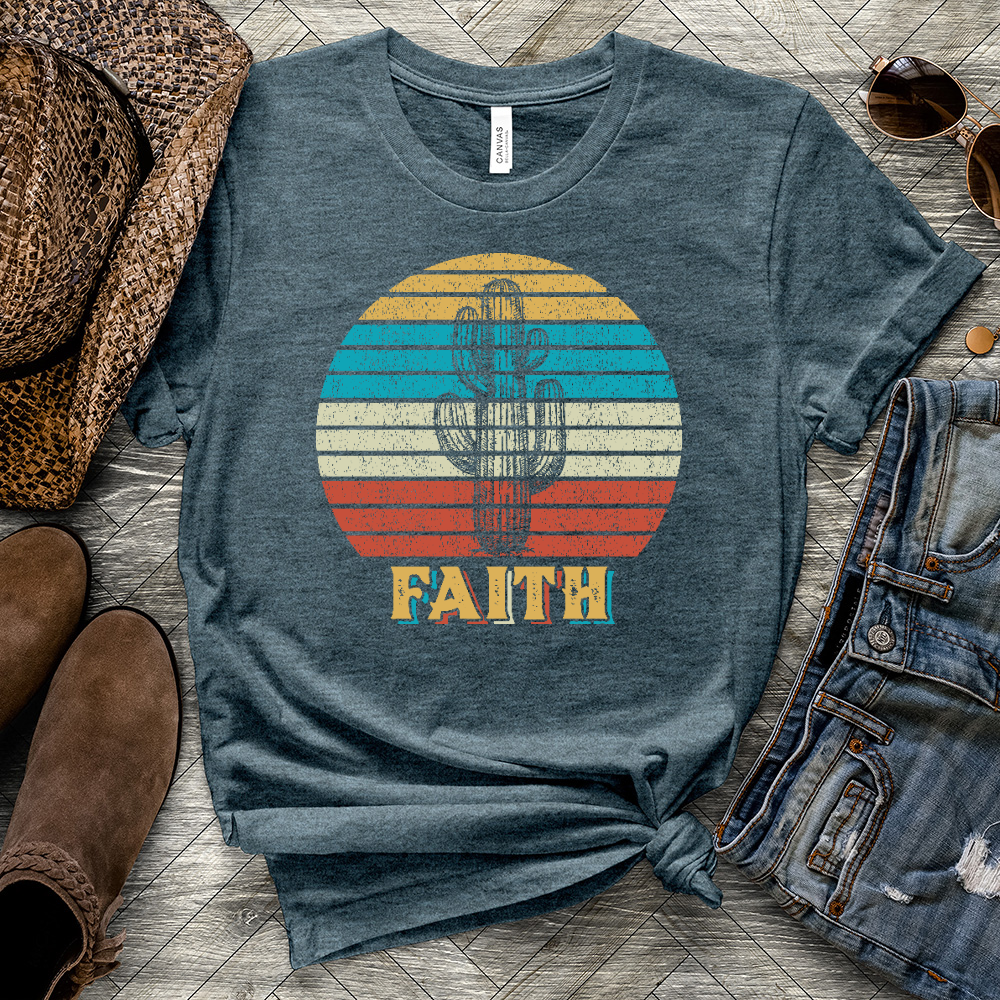 Retro Faith Cactus Heathered Tee