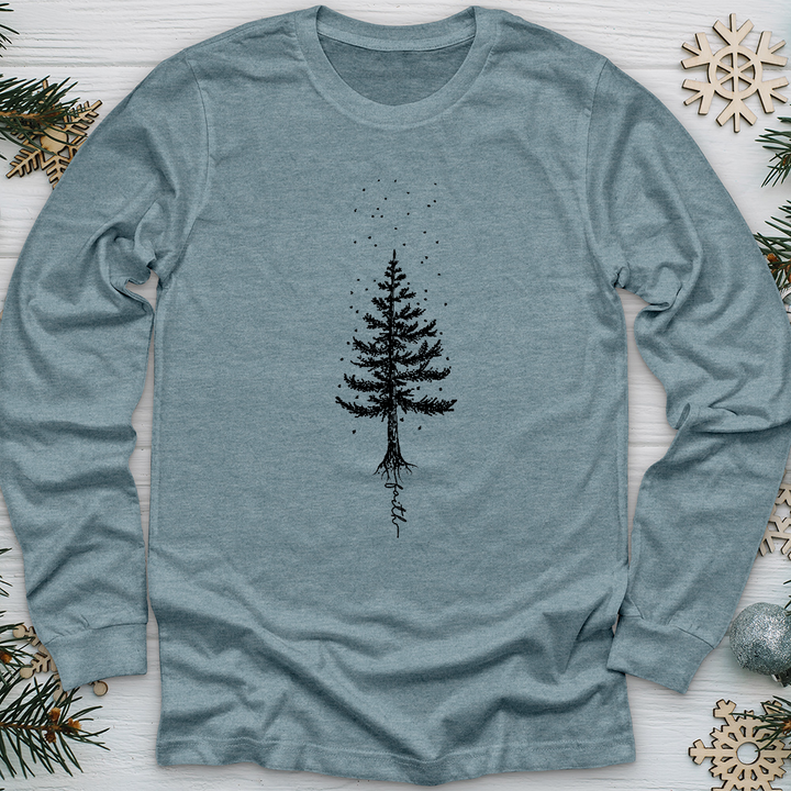 Rooted In Faith Pine Tree Long Sleeve Tee