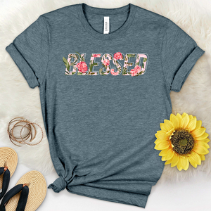 Blessed in Flowers Heathered Tee