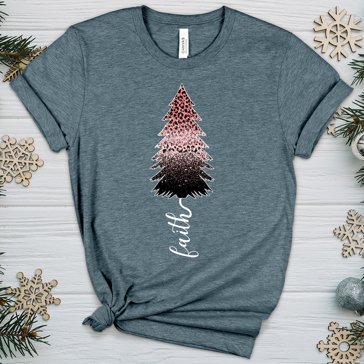 Pink Faith Sparkling Tree Heathered Tee