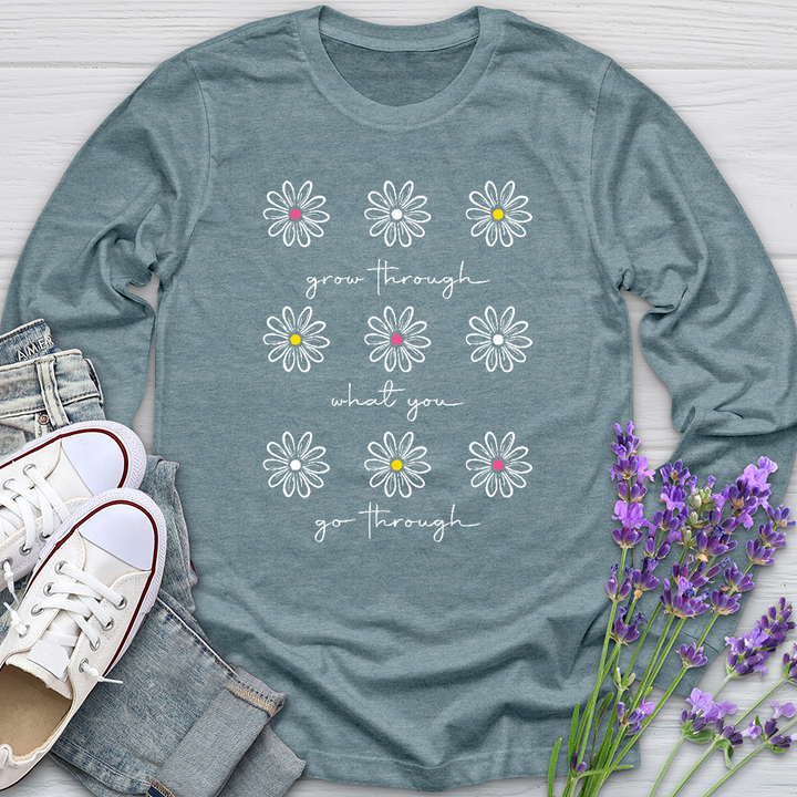 Grow Through White Daisies Long Sleeve Tee