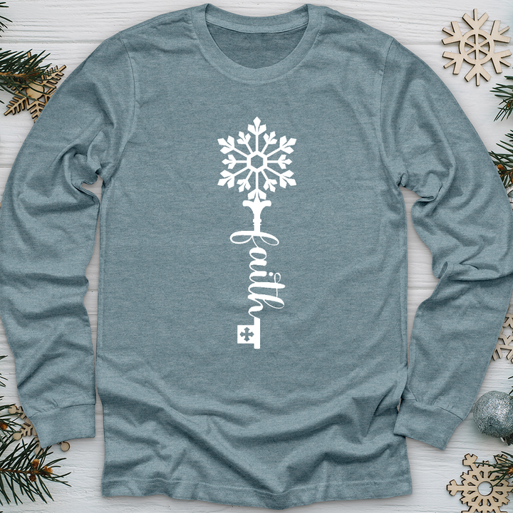 Faith Is The Key Snowflake Long Sleeve Tee