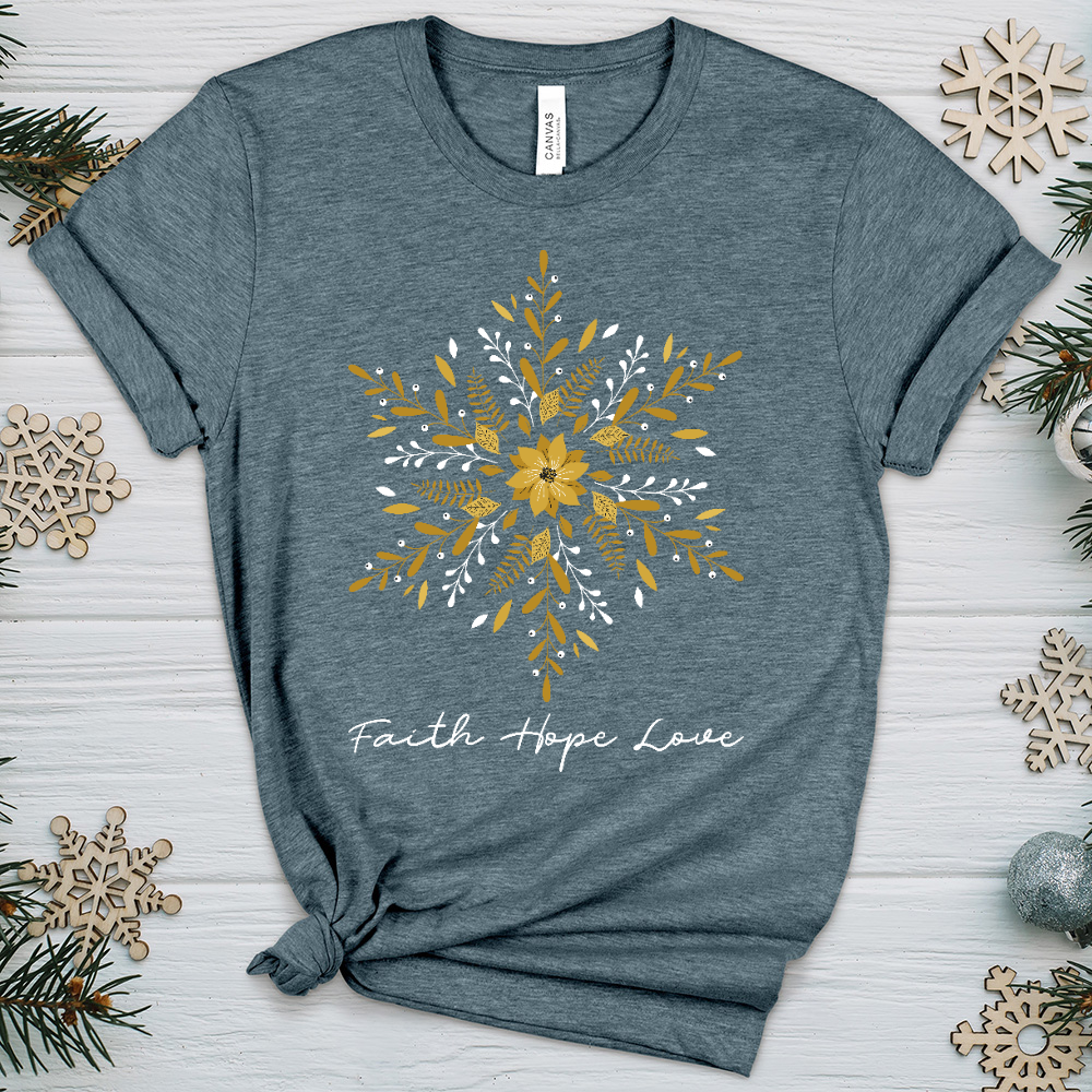 Faith Hope Love Sunflake Heathered Tee