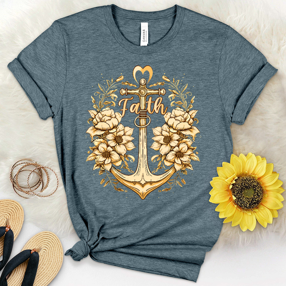 Golden Faith Anchor Heathered Tee