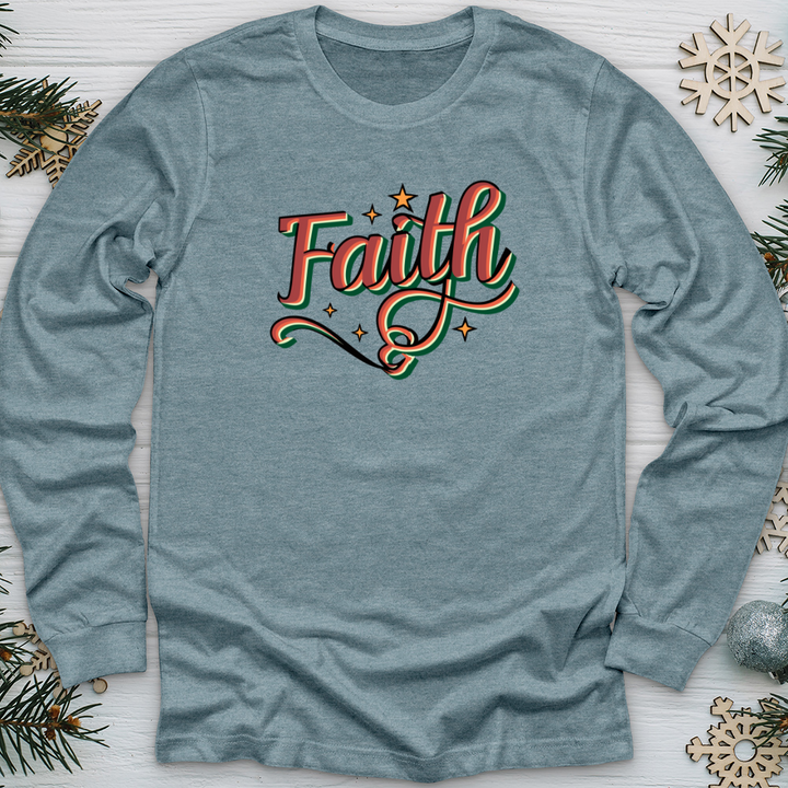 Retro Faith Christmas Long Sleeve Tee