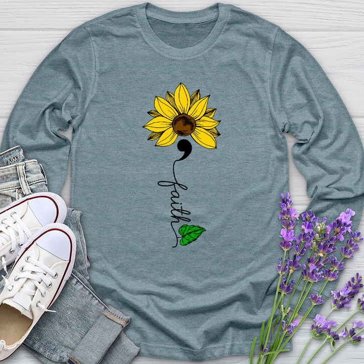 Faith Semicolon Sunflower Long Sleeve Tee