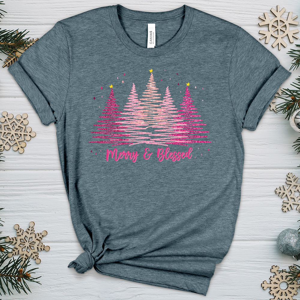 Pink Sparkling Forest Heathered Tee