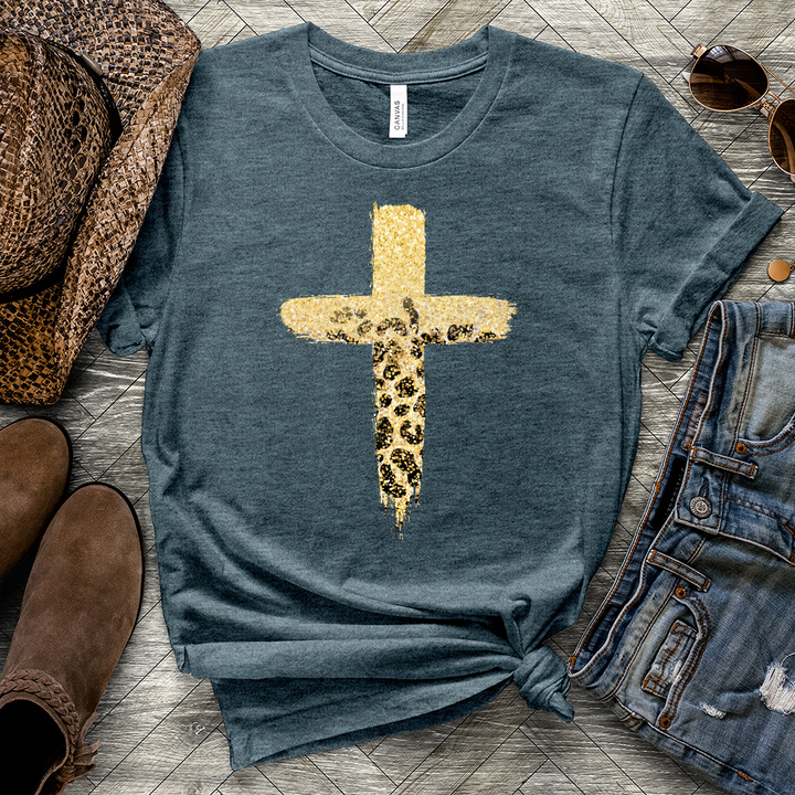 Leopard Cross Heathered Tee