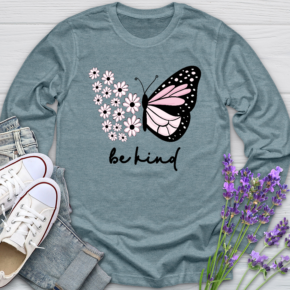 Be Kind Sunflower Butterfly Long Sleeve Tee