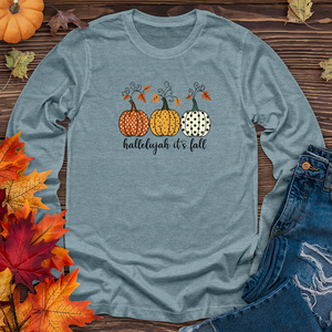 Retro Pumpkin Polka Dot Trio Long Sleeve Tee