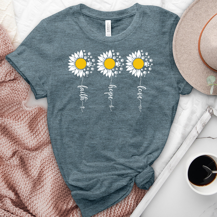 Flower Paw Prints Heathered Tee