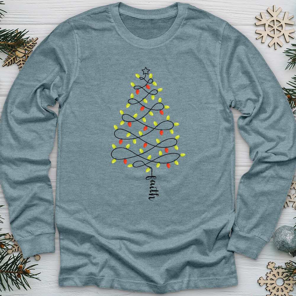 Faith Christmas Lights Long Sleeve Tee