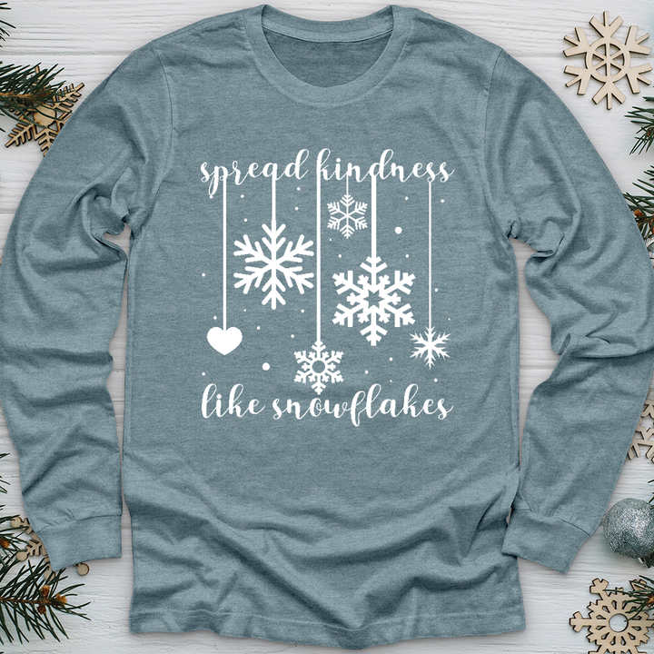 Spread Kindness Dangling Snowflakes Long Sleeve Tee