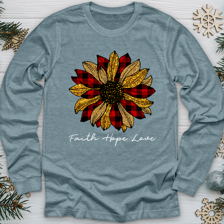 Christmas Patterned Flower Long Sleeve Tee