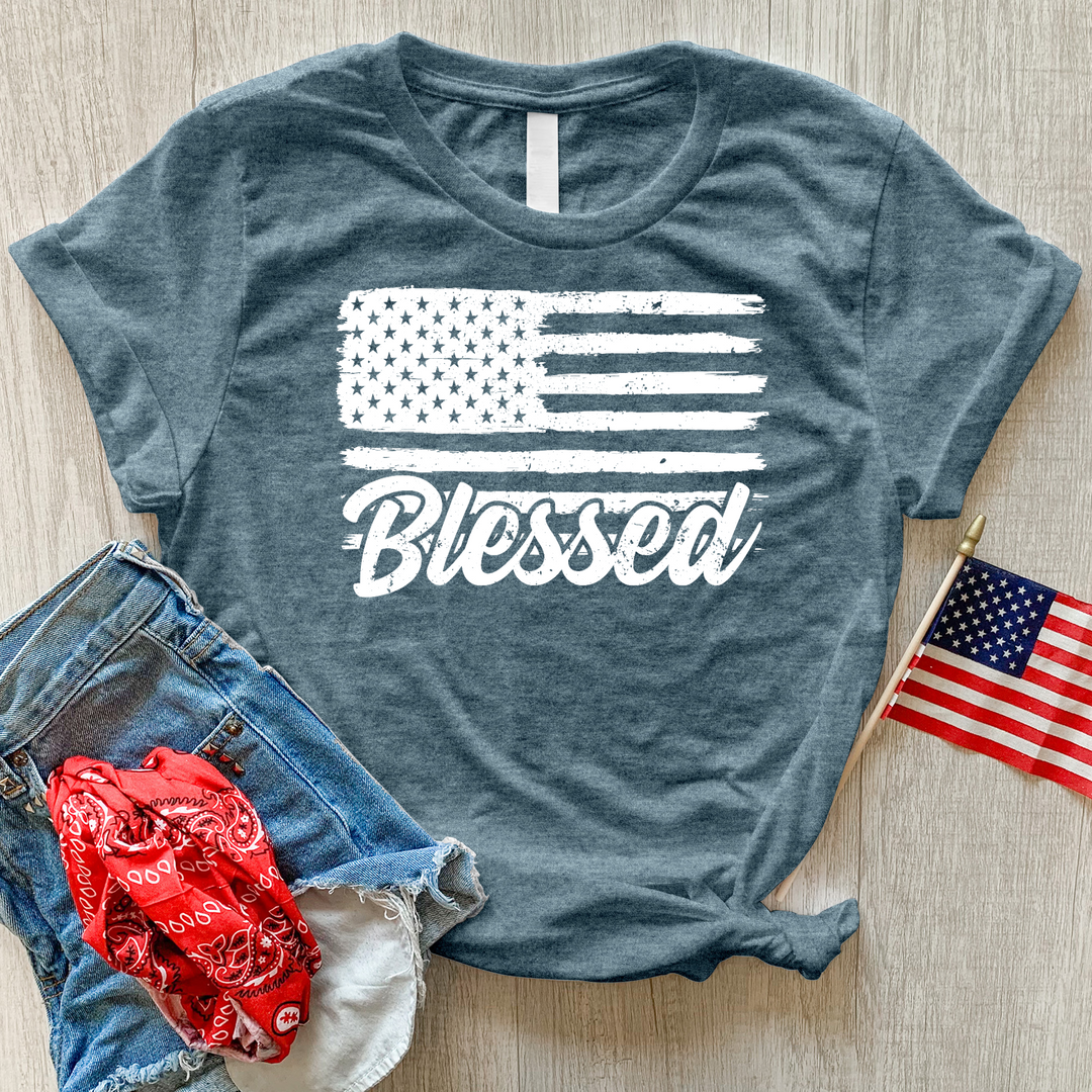 Blessed Flag Heathered Tee